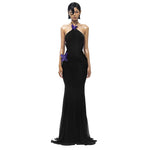 Autumn Sexy off Shoulder Halter Butterfly Decoration Slim Fit Holiday Dress Women