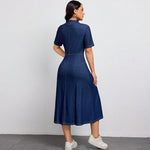 Women Clothing Denim Waist Tight Spring Summer Thin High Class Elegant Youthful Looking Dress