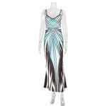 Women Striped Printed V neck Strap Slim Fit Dress