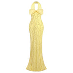 Yellow Heavy Industry Tube Bead Bow Halter Formal Dress Vision Dress Elegant