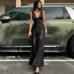 Women Clothing Winter Sexy Lace Deep V Plunge Strap Slim Fit Backless Dress
