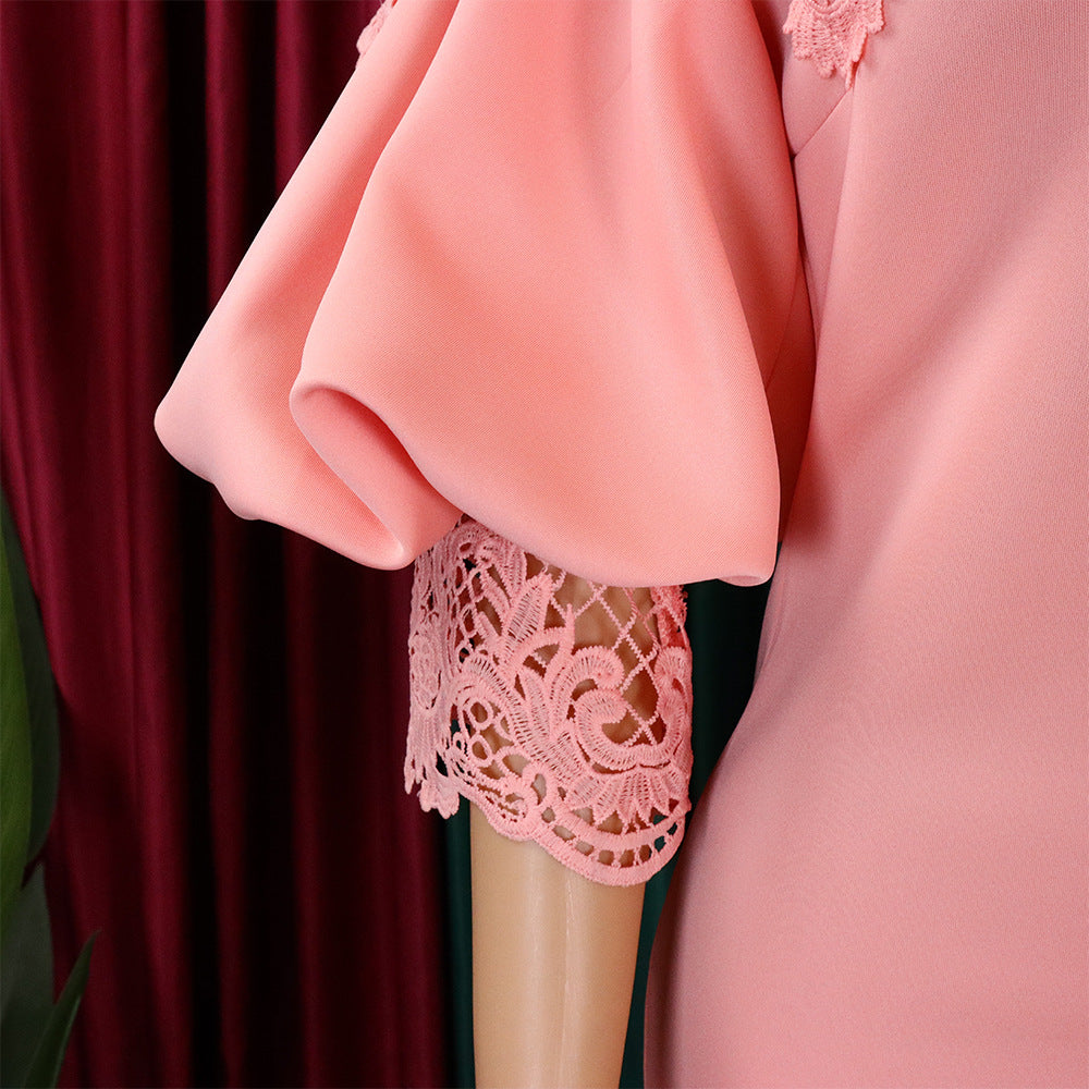 D368 cross-border women's fashion temperament lace off-the-shoulder fishtail party sexy party dress foreign trade dress