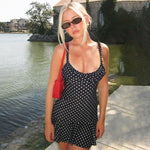 Women Clothing Summer Slim Fit Sexy Slip Dress Wooden Ear Printed Sheath Dress