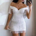 Tight Dress off Shoulder Tassel Tight
