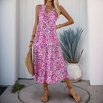 Summer Mid Length Sleeveless V neck Abstract Pattern Printing Dress