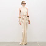 Twisted Hollow Out Cutout out Embellished Maxi Dress Winter Women Clothing Turtleneck Sleeveless Cropped Outfit Niche Dress Visual