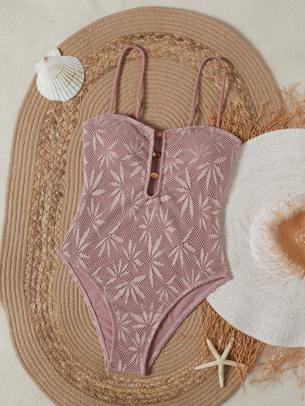 Leaves Printed Mesh Hollow Out Women Swimwear One Piece Swimsuit Female Monokini High Leg Cut Bather Slim Bathing Suit Swim Lady