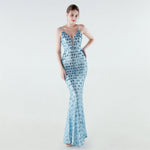 Heavy Industry Sequin Slim Deep Fishtail Evening Dress
