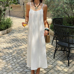 Women Clothing Summer French Vacation White Texture Pleated Dress
