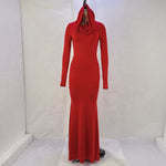 Women Clothing Autumn Solid Color Slim Fit Hood Long Sleeve Dress