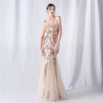 Ostrich Feather Positioning Floral Cutting Wedding Annual Meeting Tube Top Sequin Gauze Evening Dress