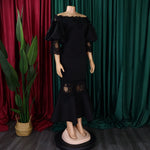 D368 cross-border women's fashion temperament lace off-the-shoulder fishtail party sexy party dress foreign trade dress