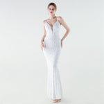 Heavy Industry Sequin Slim Deep Fishtail Evening Dress