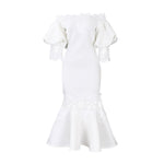 D368 cross-border women's fashion temperament lace off-the-shoulder fishtail party sexy party dress foreign trade dress