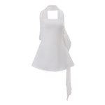 Women Clothing Autumn French Sexy Wind Ribbon Tube Top Solid Color Dress for Women