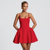 Autumn Winter Ballet Solid Color Camisole Backless a Swing Little Dress