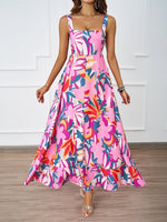 Women Clothing Summer Casual Strap Elegant A line Dress Floral Printed Dress