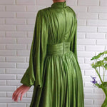 Spring Summer Popular Color Tight Waist Halter Large Swing Sexy Avocado Green Dress Maxi Dress for Women