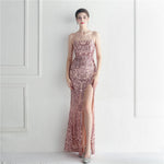 Positioning Floral Sequin Sexy Strap Tube Top Nightclub Dress Dinner Star Evening Dress