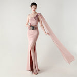Tulle Shawl Three Dimensional Bead Tube Embroidery Craft One Shoulder Slim Slimming Social Celebration
