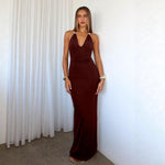 Women Clothing Summer Sexy V neck Slim Fit Tied Backless Sleeveless Dress