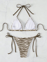 Sexy Leopard Bikini 2025 Halter Swimsuit Women String Swimwear Female Micro Bikini Set Brazilian Bathing Suit Push Up Swim Wear