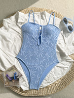 Leaves Printed Mesh Hollow Out Women Swimwear One Piece Swimsuit Female Monokini High Leg Cut Bather Slim Bathing Suit Swim Lady