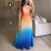 Sleeveless Pleated Backless Gradient Color Dress