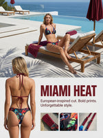 Printed Halter Braided Rope Mini Thong Bikini Female Swimsuit Women Swimwear Two-pieces Bikini Set High Cut Bather Bathing Suit