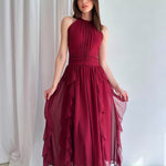 Summer Women Clothing French Ruffled Waist Slimming Dress