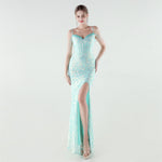 Heavy Industry Sequin Beaded Boning Corset Waist Tight Evening Dress