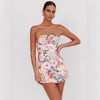 Women Slim Fit Bandeau Sling Short Niche Floral Dress