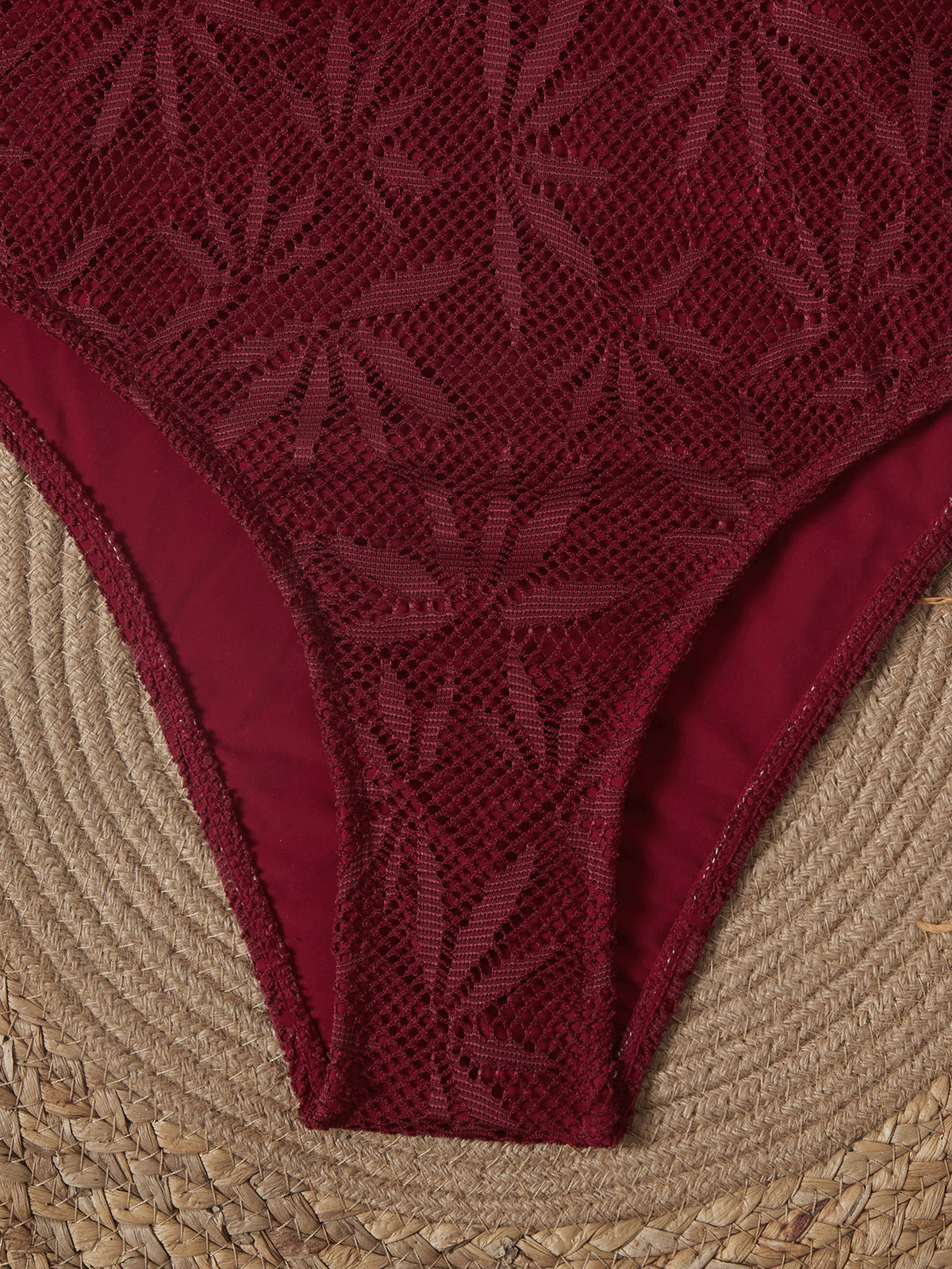 Leaves Printed Mesh Hollow Out Women Swimwear One Piece Swimsuit Female Monokini High Leg Cut Bather Slim Bathing Suit Swim Lady