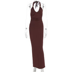 Women Clothing Summer Sexy V neck Slim Fit Tied Backless Sleeveless Dress