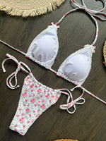 2025 Floral Printed Halter Bikini Female Swimsuit Women Swimwear Two-pieces Bikini set Strappy Bow Bather Bathing Suit Swim Lady