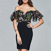 Women Clothing Dress Mesh Embroidery Sexy Lace up Dress