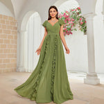 Elegant Ball Dress Fall High End Ruffled Maxi Dress V neck Dress