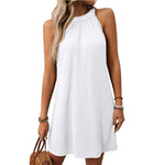 Summer Solid Color round Neck Halter Loose Sleeveless Dress Women