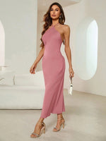 Women Sexy Dress Spring Autumn Evening Dress Satin Strap Maxi Dress