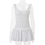 Women Clothing Spring Sexy Elegant Wooden Ear Pleated Strap Pleated Dress Short for Women