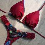 Printed Halter Braided Rope Mini Thong Bikini Female Swimsuit Women Swimwear Two-pieces Bikini Set High Cut Bather Bathing Suit
