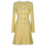 Spring Autumn Fashionable Knitted round Neck Woolen Slim Fit Slimming Long Sleeves Dress Women