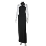 Socialite Sexy Tube Top Halter Backless Solid Color Elegant Slim Fit Dress Mop Dress for Women