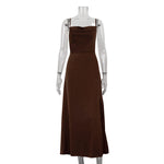 Women Clothing Sexy Dress Sexy Backless Lace up Sleeveless High Waist Split Suspender