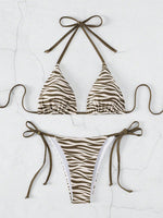 Sexy Leopard Bikini 2025 Halter Swimsuit Women String Swimwear Female Micro Bikini Set Brazilian Bathing Suit Push Up Swim Wear