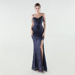 Heavy Industry Sequin Beaded Boning Corset Waist Tight Evening Dress