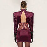 Autumn Winter Sexy Tight Elastic Satin Hip Elegant Dress