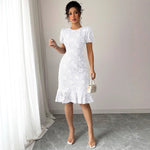 Summer Slim Fit Sheath Knee Length Office Casual All Matching Dress
