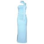 Spring Sexy Tube Top Pleated Slim Fit Sheath Personality Street Dress Long Dress