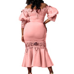 D368 cross-border women's fashion temperament lace off-the-shoulder fishtail party sexy party dress foreign trade dress